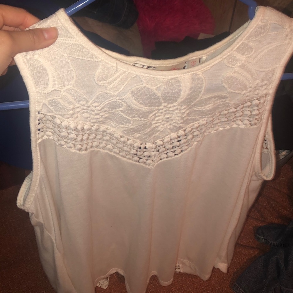 White lace top w/ open back